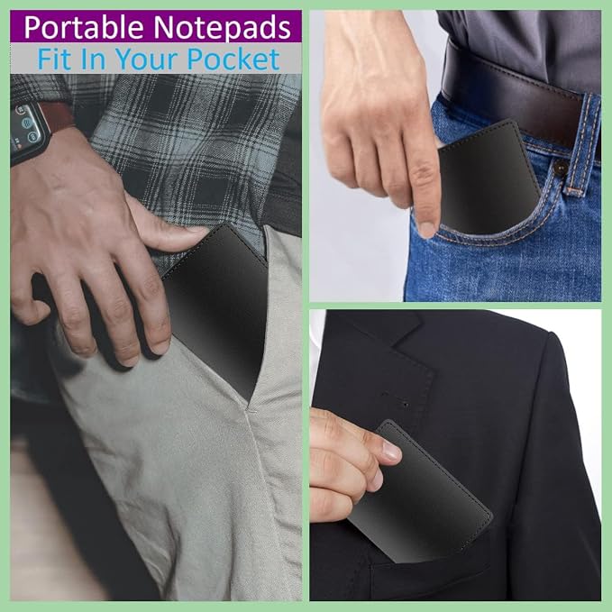 9 Pieces Mini Pocket Notepad Set, Included Leather Pocket Note Pad Holder - Image 6