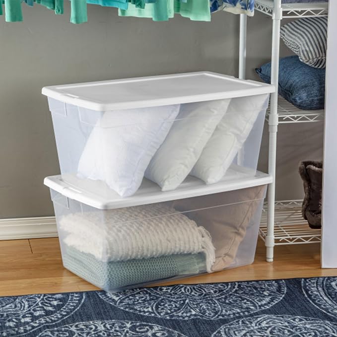 Sterilite 12-Pack 90 Quart Storage Box, Stackable Clear Plastic Bins - Image 6
