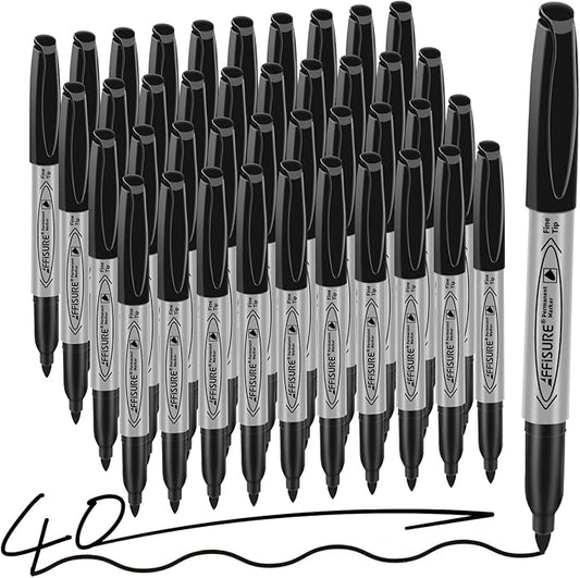 Permanent markers, 40 packs permanent markers bulk, quick drying in one second, smooth, not easy to erase, durable, can be marked on glass, tiles and cloth, office supplies,Gray shell-DeskLoop Office