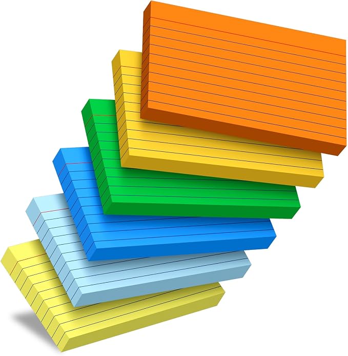 300 Count Colored Index Cards 3x5, 6 Bright Colors Note Cards, Flashcards by Aidunmis