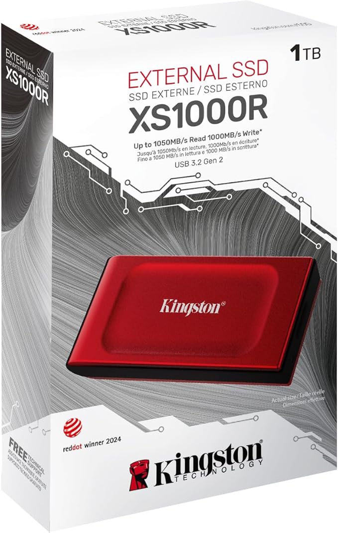 Kingston XS1000R 1TB SSD | Pocket-Sized | USB 3.2 Gen 2 | External Solid State Drive | Up to 1050MB/s | SXS1000R/1000G-DeskLoop Office