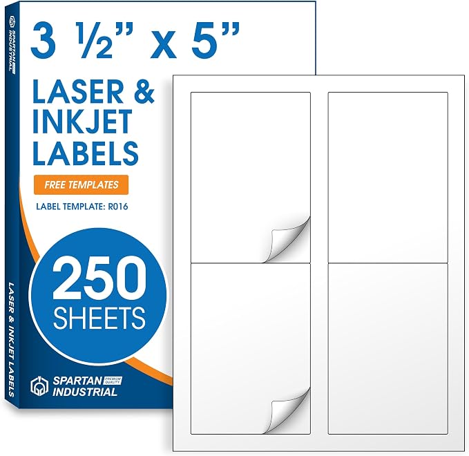 3.5" X 5" Matte White Printable Shipping Labels Mailing and Address Labels by SpartanIndustrial