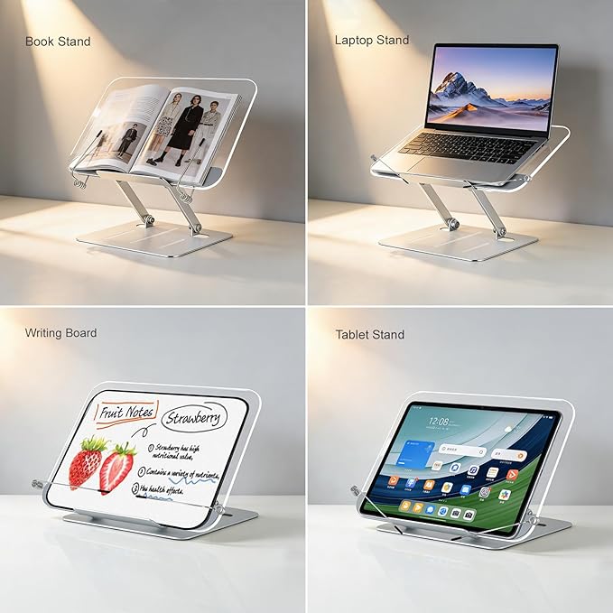 Acrylic Book Stand for Reading, Hands Free Foldable Desktop Book Holder - Image 4