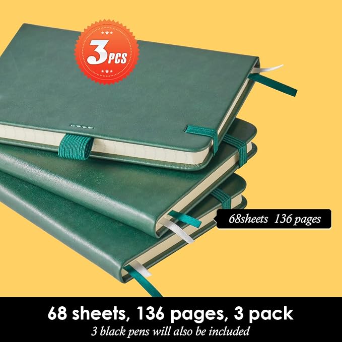 NIRMIRO 3 Pack Pocket Notebook Journals, Mini Small Leather Lined Journal - Image 4