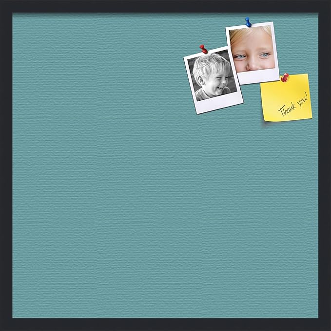 PinPix 24x24 Inch Cork Bulletin Board. This Decorative Framed Pin Board Comes with Aqua Pastel Design and a Satin Black Frame. Ideal for Home Office Decor or Message Board (PinPix-1806)-DeskLoop Office