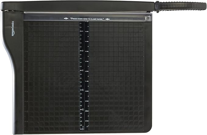 Amazon Basics Paper Trimmer Cutter for Office and Crafts, Heavy-Duty, Portable Paper Slicer, 12-Inch, 10-Sheet Cardstock-DeskLoop Office