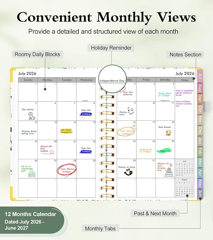Academic Planner 2026-2027, Hardcover Weekly and Monthly Calendar Planner from - Image 2