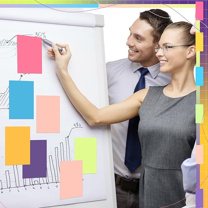 Kajaia 24 Pads Full Adhesive Sticky Notes Colorful Sticky Notes Adhesive Memo Self Stick Pads Easy to Post for Office Home School Meetings Supplies 6 Pastel Colors 80 Sheets/pad(3x5 Inches)-DeskLoop Office