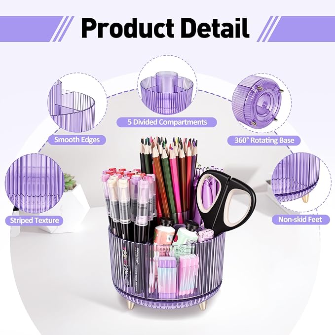 360 Rotating Pen Pencil Holder for Desk, Pen Organizer - Image 5