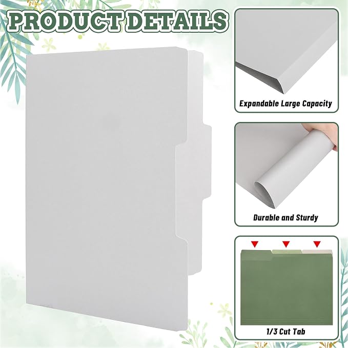 Whaline 24 Pack Green Brown File Folders Letter Size 6 Colors Sage Green Brown - Image 3