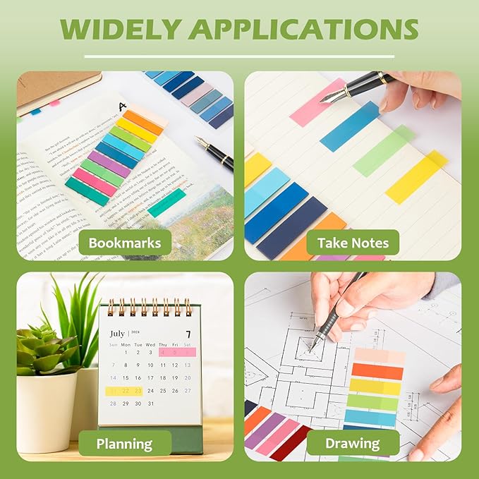 3600Pcs Multi-Colored Writeable and Repositionable Book Flags Strip - Annotating Tabs, Book Markers, Sticky Tabs, Morandi Page Markers-DeskLoop Office