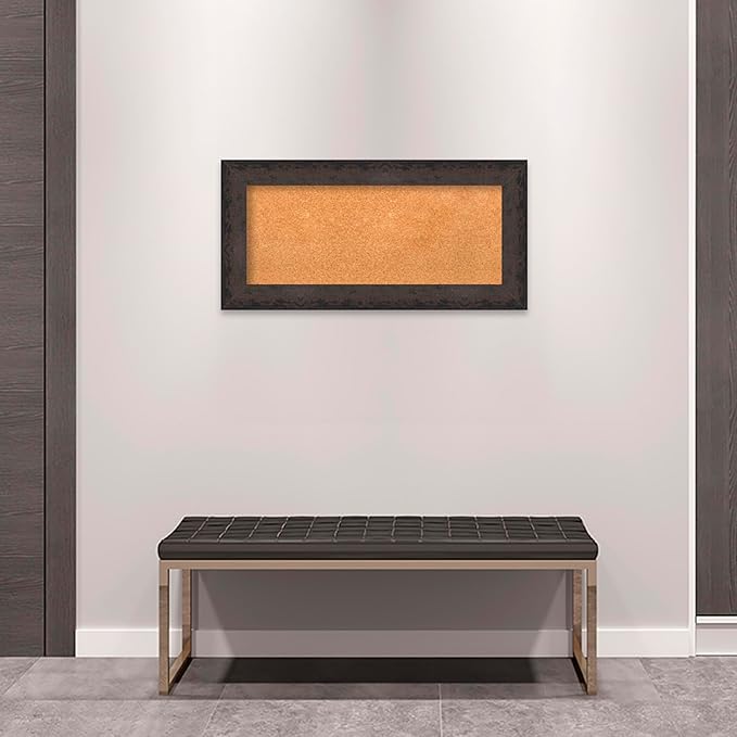 Amanti Art Natural Cork Board for Wall, 17x35 Vision Board with Black Wood Frame, Medium Corkboard Office Decor for Home Organization, Modern Corkboard Pinboard to Display Items for Home Organization-DeskLoop Office