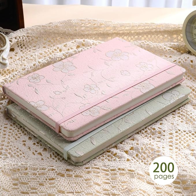 A5 Notebook, Ruled Paper, Lined Page, Linen Cover, Flower Fabric, Journal - Image 5