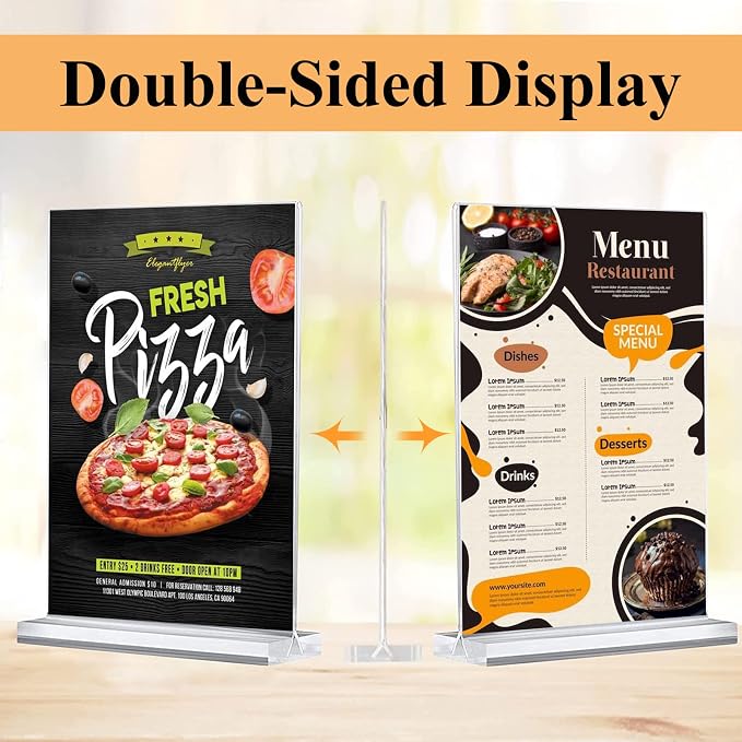 Arrobust Acrylic Sign Holder 8.5 x 11, Double Sided Clear Acrylic Display Table - Image 3