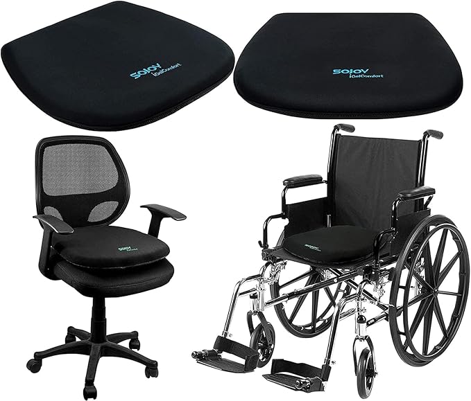 Sojoy Coccyx Gel Seat Cushion- Orthopedic Memory Foam Chair Cushions for Home Kitchen Office Desk Car Truck Airplane (Black)-DeskLoop Office