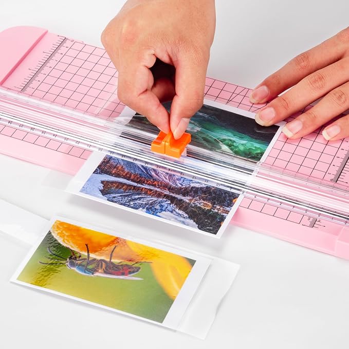 WORKLION Straight Paper Cutter For crafting – Pink 12 Inch Paper Trimmer With Security Safeguard and Side Ruler, Perfect for Cardstock, Coupon,Photos and Crafting Paper.-DeskLoop Office