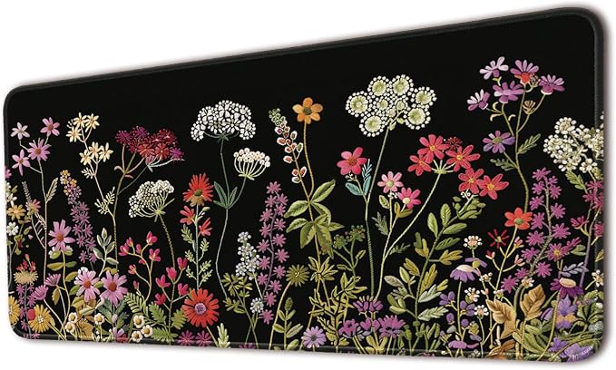 Keyboard Mat, Large Mouse Pad, Watercolor Flower by Flodirise