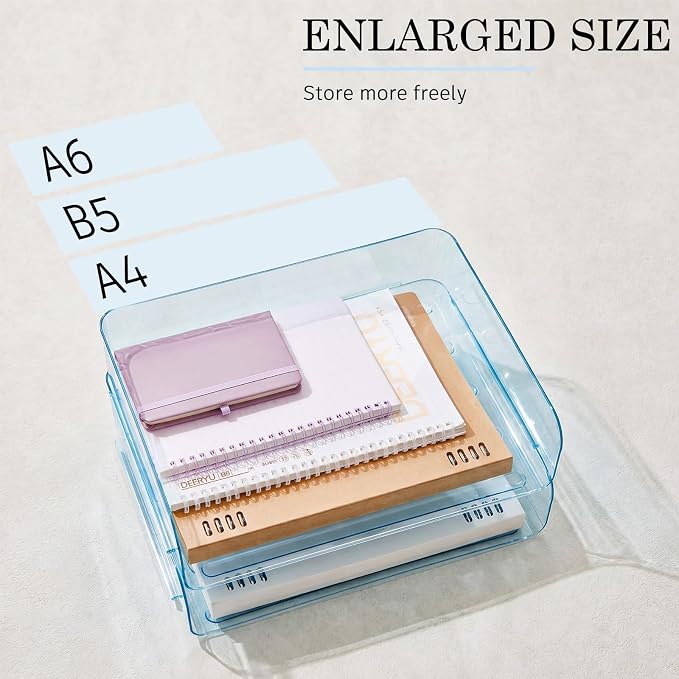 Harloon 4 Tier Clear Blue Acrylic Paper Organizer Letter Tray, Aesthetic - Image 3