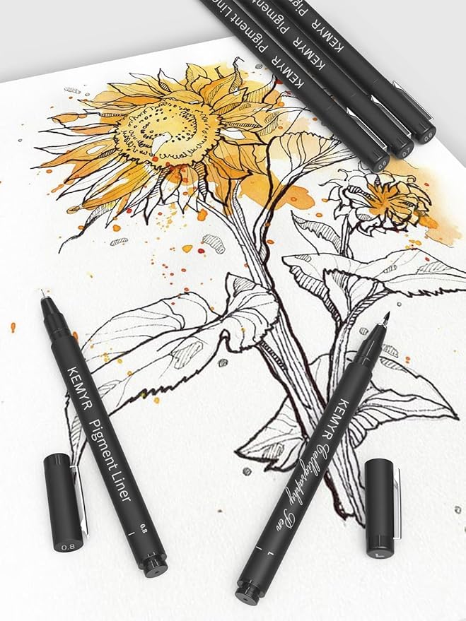 4 Micro Fine liner Drawing Art Pens Calligraphy Pens: 0.05mm Size Black Art supplies Waterproof Archival Black Ink Markers For Artists,Use for Professional Watercolor,Sketching-DeskLoop Office