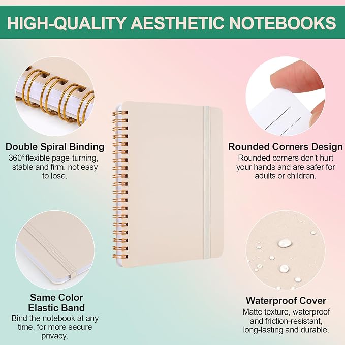 Utron 3 PCS Small Spiral Notebook 5x7, Notebooks - Image 3