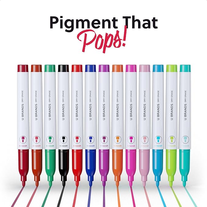 U Brands Dry Erase Markers Medium Tip Set, 21 Pack, Low Odor Ink, Dry Erase - Image 4