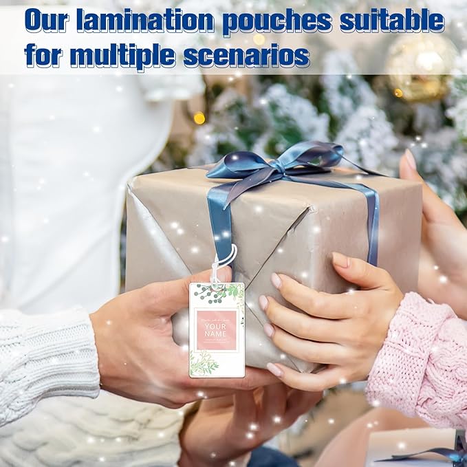 100 Pieces 10 Mil 2 1/2" x 4 1/4" Laminating Pouches with Slot Hole Printable Luggage Tags Clear Thermal Laminate Pouch Tags Kit Resealable for Work Permits Pass Cards Student ID Cards (100, 10 Mil)-DeskLoop Office
