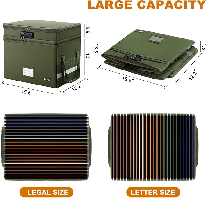 DocSafe File Box with Lock, Portable Home Office Filing Cabinet - Image 6