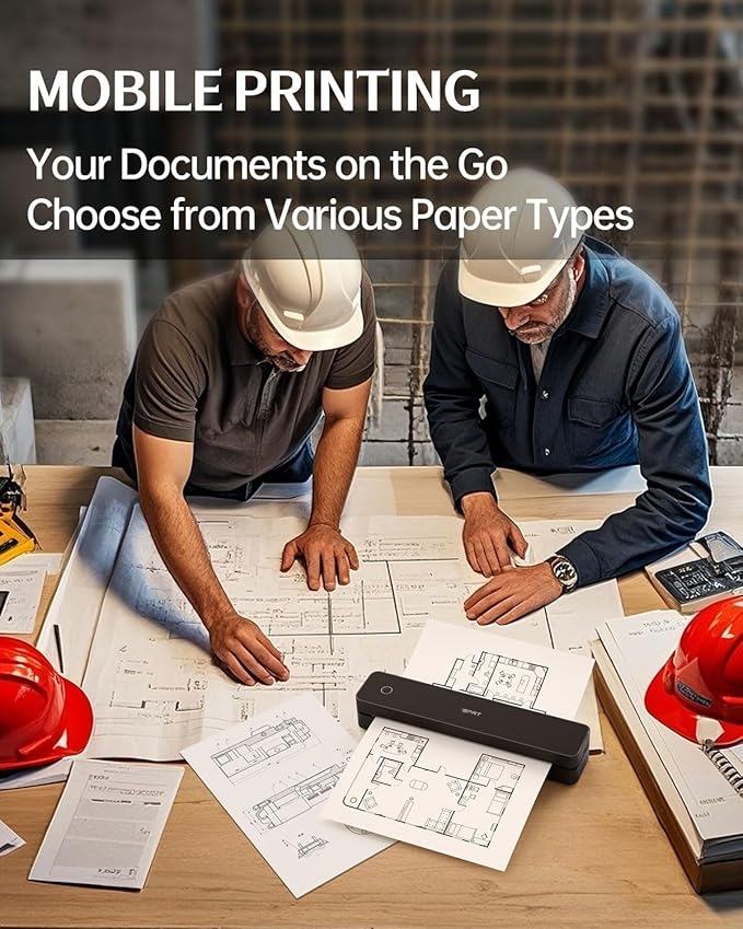 iDPRT Inkless Portable Printer for Travel, 300DPI Wireless Thermal Printer Support 8.5 x 11 Inch US Letter, A4, Small Bluetooth Printers Compatible with iOS, Android Laptop for Office Car Home, Black-DeskLoop Office