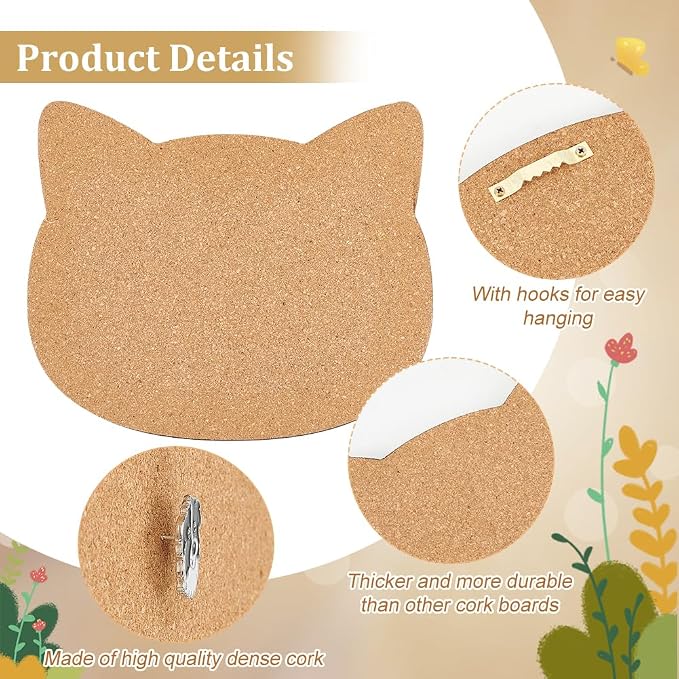 BENECREAT Pin Board Cat Cork Board, 0.4inch Thick Bulletin Display Board Wall - Image 4