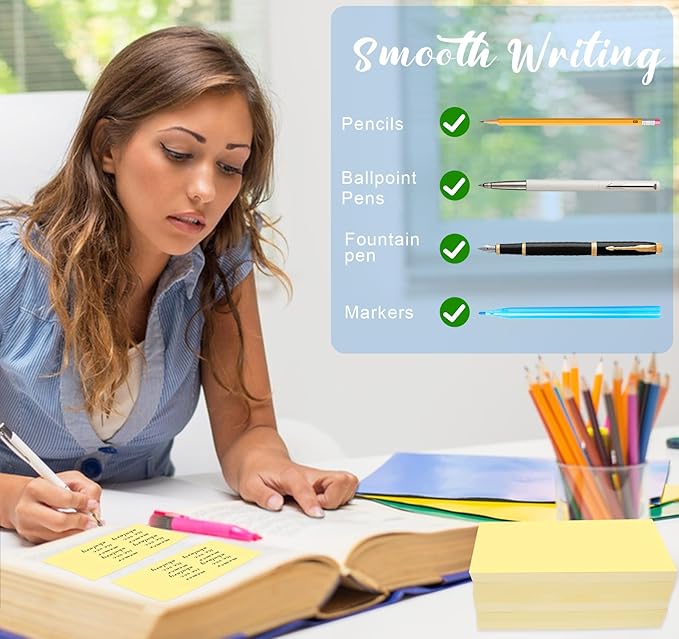 (12 Pads) Large Sticky Notes Yellow 3 x 5in,1200 pcs Self-Stick Notes,100 Sheets/Pad Bright Colors Post Pads,Super Adhesive Sticky Pads Recyclable for Office,Shool,Home,Notebook,Meeting,Clean Removal-DeskLoop Office