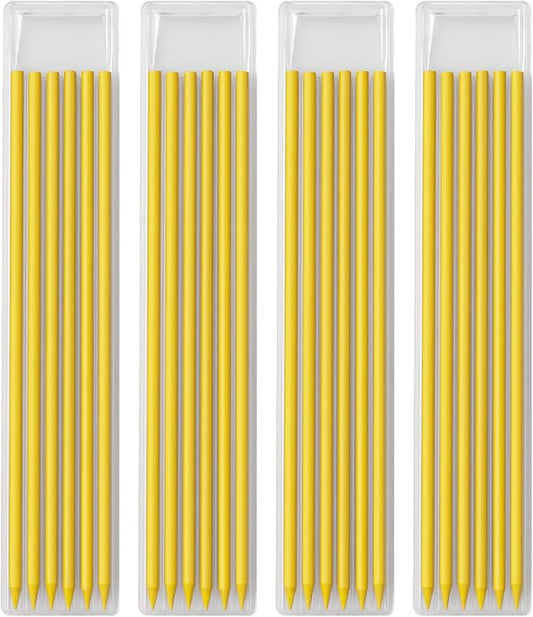 Gegong 24 Pieces 2.8 mm Diameter Solid Carpenter Pencil Set Pencil Refills for Carpenter Carpenter Marker Woodworking Mechanical Pencil (Yellow Refill)