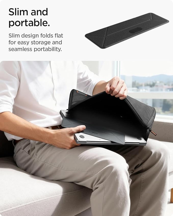 Spigen Slim Fold Portable Laptop Stand Keyboard Riser Foldable Ergonomic Angle - Image 6
