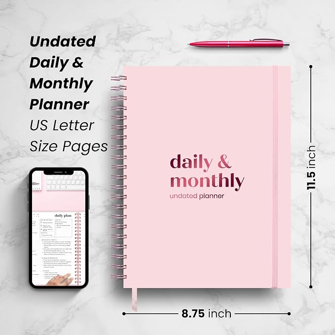 Undated Daily Planner | 2026 Calendar | Large Daily and Monthly Planner - Image 7