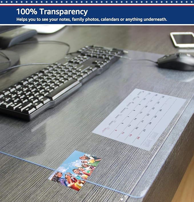 24 X 36 Inch Clear Large Desk Pad Blotter Home Office Table Protector on Top of - Image 4