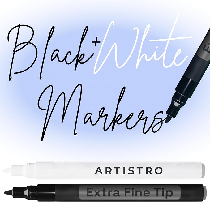 ARTISTRO 2 Black & White Acrylic Paint Markers by ARTISTRO