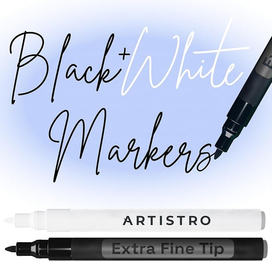 ARTISTRO 2 Black & White Acrylic Paint Markers by ARTISTRO