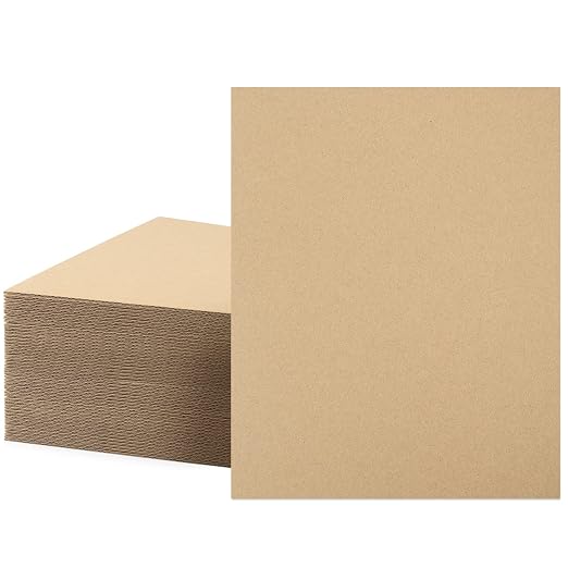 Mat Board Center, 50 Corrugated Cardboard Sheets 8x10 Inches Flat Card Board by MatBoardCenter