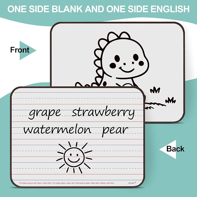 12 Pack Small White Boards, Teacher School, Include 12 Markers, 12 Erasers - Image 2