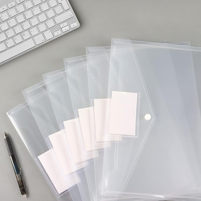 6 Pack Clear Document Folders Plastic Envelopes, A4 Size, - Image 6