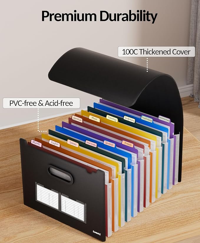 Sooez Upgraded Accordion File Organizer, Expanding File Folder - Image 4