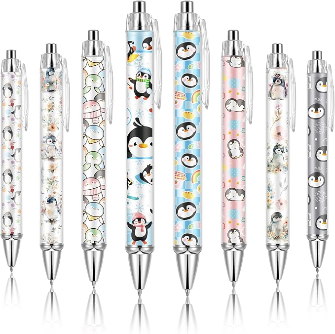 Ireer 8 Pcs Ballpoint Pens for Women 1.00 mm Cute Black Ink Fancy Pens Fine by Ireer