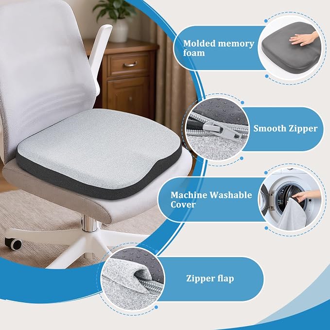 GOFORIT Molded Memory Foam Seat Cushion, Patent Dual-Layer Foam Design Office - Image 5