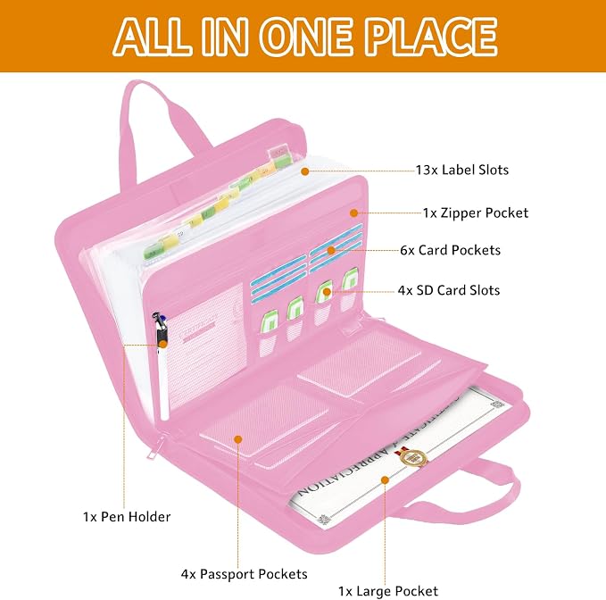 onvvippiv File Organizer Fireproof Expanding Accordion File Folder | Document - Image 3