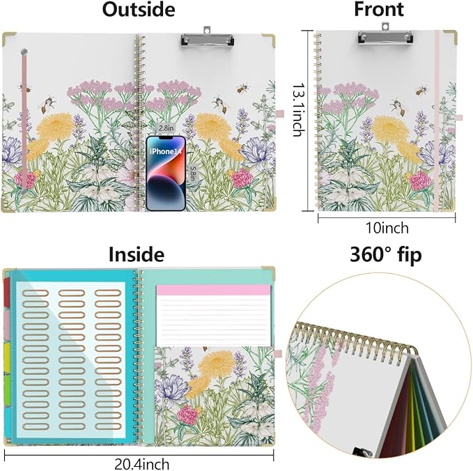 Clipboard Folio with Storage 8.5 X 11 Padfolio Notebook, Clipboards with - Image 2