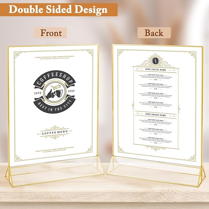 Floroom 12 Pack 8.5x11 Inch Clear Acrylic Sign Holders, Double-Sided Gold - Image 4