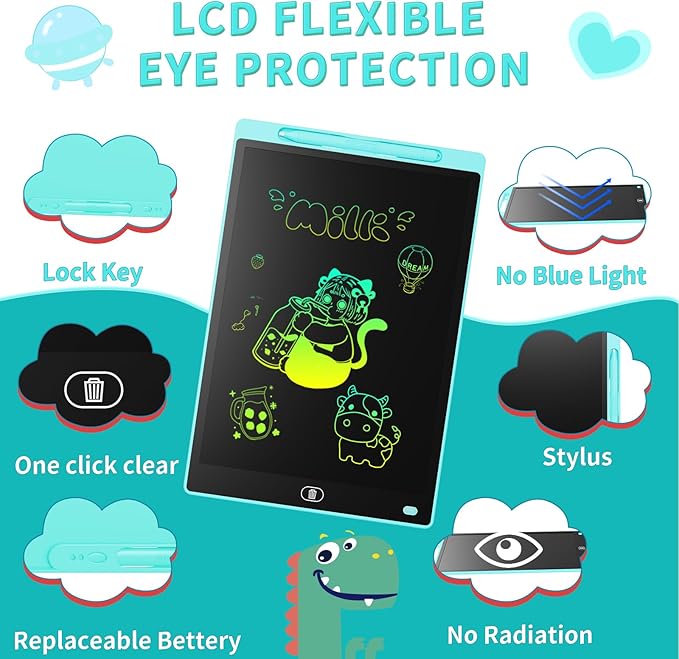 Genialba LCD Writing Tablet 8.5-Inch Colorful Doodle Board, Toddler Learning - Image 2