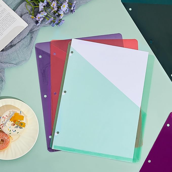 Maitys 50 Pack Binder Pockets 3 Hole Punch Clear Plastic Document Folders - Image 5