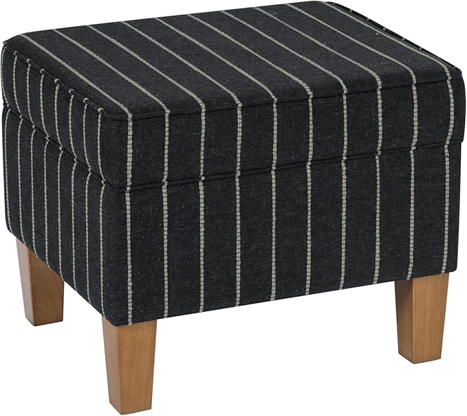 Home Decor | Dinah Collection Modern Storage Ottoman | Ottoman with Storage for Living Room & Bedroom(Black with Boucle Stripe)-DeskLoop Office