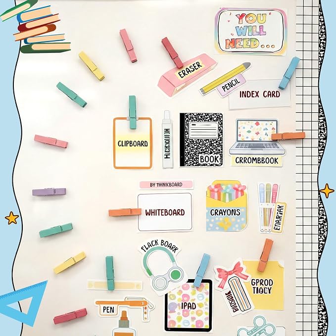 Ctosree 48 Pcs Classroom Magnetic Wooden Clips - Image 6