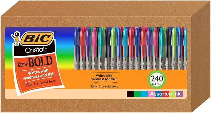 BIC Cristal Xtra Bold Ballpoint Pens, Bold Point 1.6mm, School Supplies by BIC